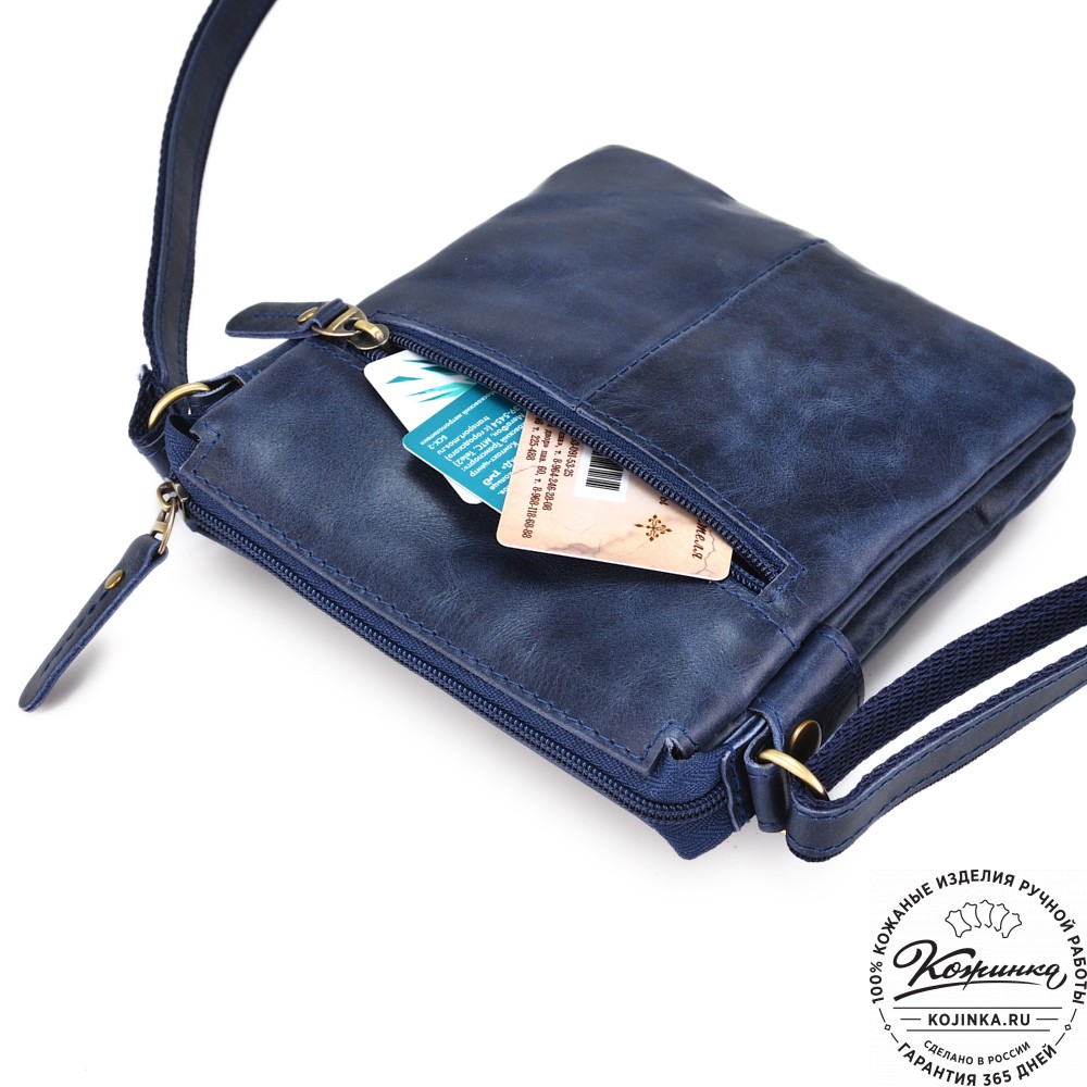 Кожаная сумка "Вуди" (синий антик)